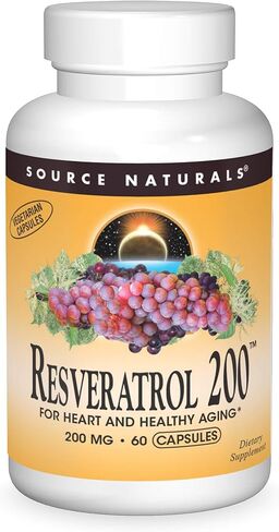 Source Naturals ريسفيراترول 200 ملغ للقلب والشيخوخة الصحية - 60 كبسولة نباتية in Saudi Arabia