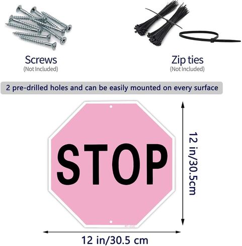 Classic Black STOP Road Sign Decor - 12x12 inch UV-Printed Aluminum Ultra Durable Indoor/Outdoor Wall Decoration, Unique Accent for Home, Garage, Bar in Saudi Arabia