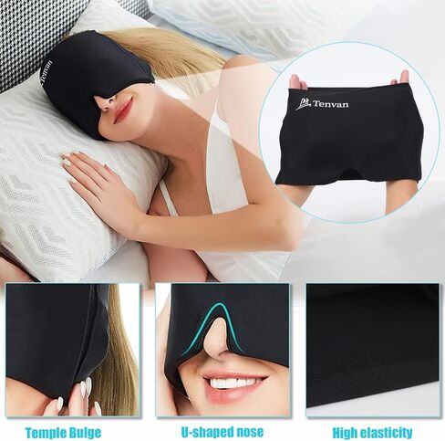 Tenvan Migraine Headache Relief Cap, Headache Migraine Relief Ice Hat for Hot & Cold Compress Therapy, Cool Ice Head & Eyes Wrap Pack Mask for Relief Puffy Eyes, Tension and Stress in Saudi Arabia