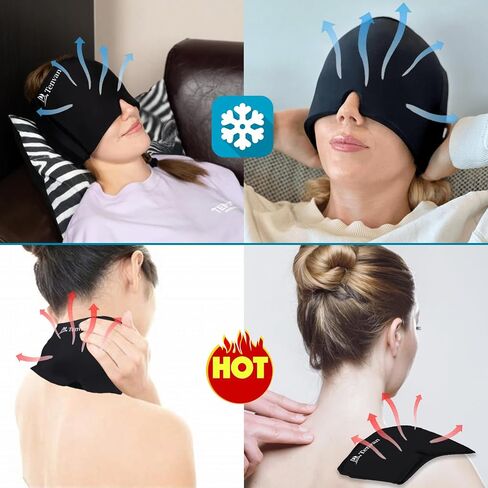 Tenvan Migraine Headache Relief Cap, Headache Migraine Relief Ice Hat for Hot & Cold Compress Therapy, Cool Ice Head & Eyes Wrap Pack Mask for Relief Puffy Eyes, Tension and Stress in Saudi Arabia
