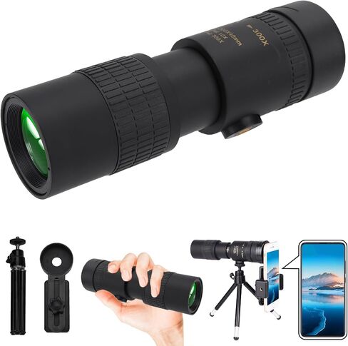 Monocular Telescope High Powered Monoculars: 300x40 High Powered Monoculars for Adults High Definition Monocular with BAK4 & FMC Compact Telescope with Smartphone Adapter for Bird Watching Hunting in Saudi Arabia