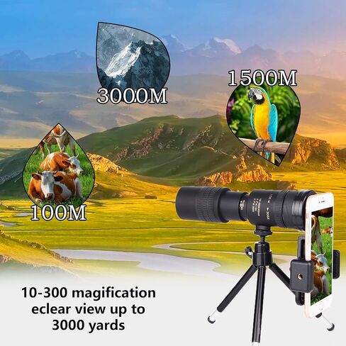 Monocular Telescope High Powered Monoculars: 300x40 High Powered Monoculars for Adults High Definition Monocular with BAK4 & FMC Compact Telescope with Smartphone Adapter for Bird Watching Hunting in Saudi Arabia