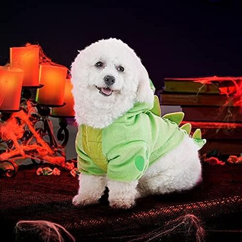 أزياء Spooktacular Creations للكلاب والقطط باللون الأخضر الفاتح على شكل ديناصور مناسبة لحفلات الهالوين، كرنفال الحيوانات الأليفة، ملابس تنكرية للحيوانات الأليفة in Saudi Arabia