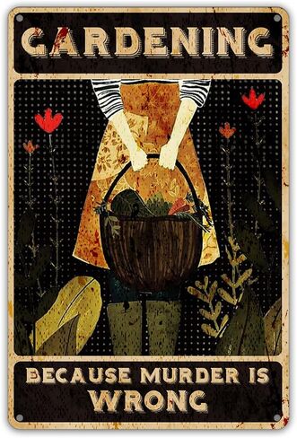 مضحك البستنة إقتباس معدن القصدير تسجيل جدار ديكور فني البستنة الرجعية لأن القتل علامة خاطئة لهدايا ديكور المنزل والحديقة in Kuwait