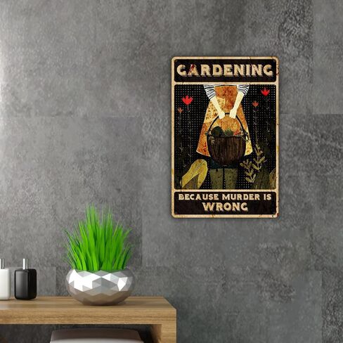 مضحك البستنة إقتباس معدن القصدير تسجيل جدار ديكور فني البستنة الرجعية لأن القتل علامة خاطئة لهدايا ديكور المنزل والحديقة in Kuwait