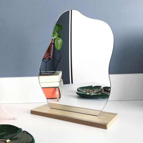 هزلزيي مراة مكياج من الاكريليك بدون اطار، مراة جمالية غير منتظمة على شكل مموج، مراة لطيفة متعرجة، مراة غير تقليدية على شكل سحابة، مراة مكتب ديكور للمنزل والغرفة والمكتب in Kuwait