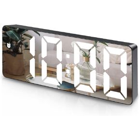 ساعة منبه رقمية، ساعة LED كبيرة الحجم 6.5 بوصة لغرفة النوم، ساعة سطح المكتب الإلكترونية مع عرض درجة الحرارة، قيلولة بعد الظهر، سطوع قابل للتعديل للمنزل وغرفة النوم والمكتب - أبيض in Kuwait