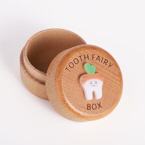 Teeth Box, Wooden Tooth Box with 3D Teeth Cute Teeth Box Keepsake Lost Tooth Storage Box for Boys Girls Saving Lost Teeth in Kuwait