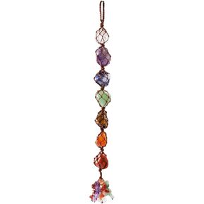 Top Plaza Gemstones Reiki Healing Crystals Hanging Ornament Home Indoor Decoration for Good Luck,Yoga Meditation,Protection (7 Chakra)