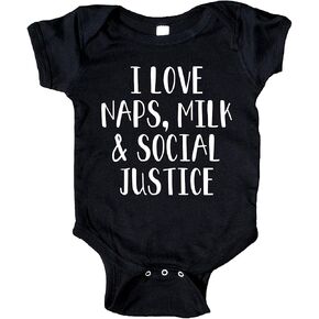 GKrepps I Love Naps Milk and Social Justice Baby Onesie Feminist Bodysuit Infant Toddler Baby Clothes Creeper White, 6-12 Months in Kuwait