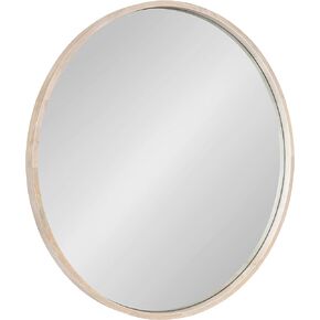 Kate and Laurel Valenti Farmhouse Round Wall Mirror, 28 inch Diameter, White, Decorative Circle Mirror in Kuwait