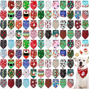 Newwiee 100 Pcs Halloween Dog Bandanas Adjustable Triangle Bibs Scarf Halloween Pumpkin Bat Skull Ghost Spider Pet Scarf Holiday Halloween Scarf Accessories for Dog Puppy Cat (Large)