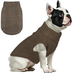 DENTRUN الكلاب الصغيرة سترة، فتاة صبي جرو الطقس البارد الياقة المدورة تريكو كلاسيكي شتاء دافئ ملابس الكلب، البلوز الكلب سترة سترة الكلب زي وتتسابق لDachshund، يوركي، تشيهواهوا، M in Kuwait