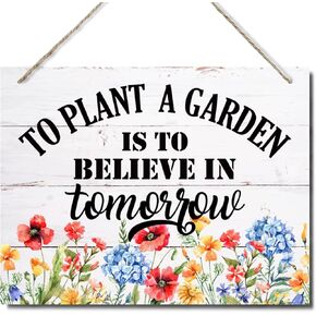 Spring Wood Sign, Decorative Hanging Wood Plaque for Wall, Decorative Sign for Wall, Flower Spring Wall Sign, Garden Yard Decor, Home Decor for Balcony, To Plant A Garden Is To Believe In Tomorrow in Saudi Arabia