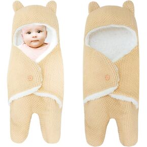 Baby Swaddle Blanket, Soft Plush Newborn Swaddle Wrap Baby Blankets, Cute Bear Unisex Baby Sleeping Bag for 0-6 Months Baby in Kuwait