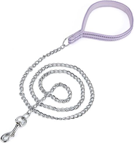 بيتيري سلسلة معدنية مقاومة للمضغ، مقبض من النايلون مع بطانة ناعمة من النيوبرين وشريط عاكس للكلاب متوسطة الحجم. (مقاس M، ارجواني) in Kuwait