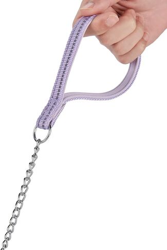 بيتيري سلسلة معدنية مقاومة للمضغ، مقبض من النايلون مع بطانة ناعمة من النيوبرين وشريط عاكس للكلاب متوسطة الحجم. (مقاس M، ارجواني) in Kuwait