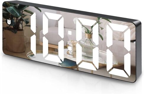 ساعة منبه رقمية، ساعة LED كبيرة الحجم 6.5 بوصة لغرفة النوم، ساعة سطح المكتب الإلكترونية مع عرض درجة الحرارة، قيلولة بعد الظهر، سطوع قابل للتعديل للمنزل وغرفة النوم والمكتب - أبيض in Kuwait