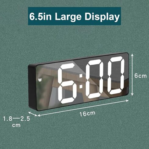 ساعة منبه رقمية، ساعة LED كبيرة الحجم 6.5 بوصة لغرفة النوم، ساعة سطح المكتب الإلكترونية مع عرض درجة الحرارة، قيلولة بعد الظهر، سطوع قابل للتعديل للمنزل وغرفة النوم والمكتب - أبيض in Kuwait