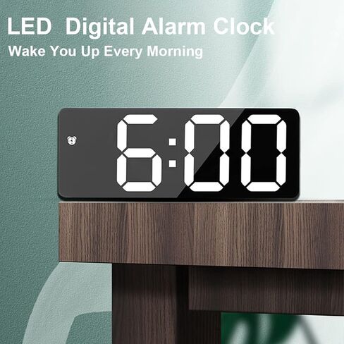 ساعة منبه رقمية، ساعة LED كبيرة الحجم 6.5 بوصة لغرفة النوم، ساعة سطح المكتب الإلكترونية مع عرض درجة الحرارة، قيلولة بعد الظهر، سطوع قابل للتعديل للمنزل وغرفة النوم والمكتب - أبيض in Kuwait