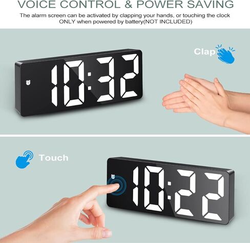 ساعة منبه رقمية، ساعة LED كبيرة الحجم 6.5 بوصة لغرفة النوم، ساعة سطح المكتب الإلكترونية مع عرض درجة الحرارة، قيلولة بعد الظهر، سطوع قابل للتعديل للمنزل وغرفة النوم والمكتب - أبيض in Kuwait