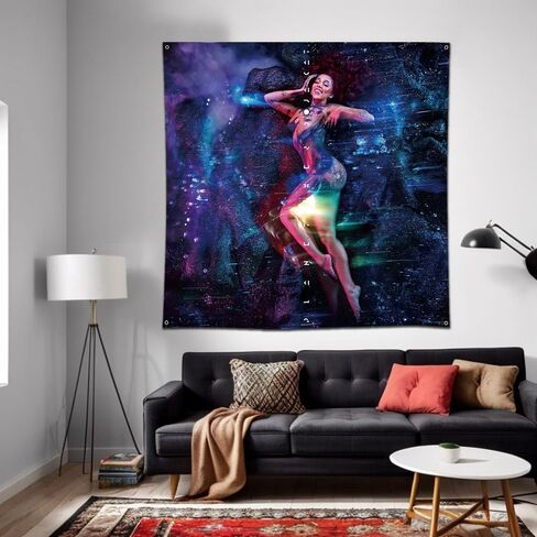 MOOR Doja Tapestry Cat "Planet Her" Art Music Album Banner Wall Hanging (3x3ft,150 Poly, HD Printing) Garage Decor Sign Man Cave in Kuwait