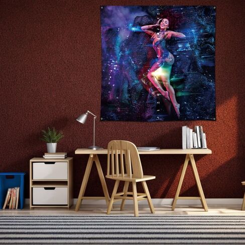 MOOR Doja Tapestry Cat "Planet Her" Art Music Album Banner Wall Hanging (3x3ft,150 Poly, HD Printing) Garage Decor Sign Man Cave in Kuwait