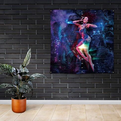 MOOR Doja Tapestry Cat "Planet Her" Art Music Album Banner Wall Hanging (3x3ft,150 Poly, HD Printing) Garage Decor Sign Man Cave in Kuwait