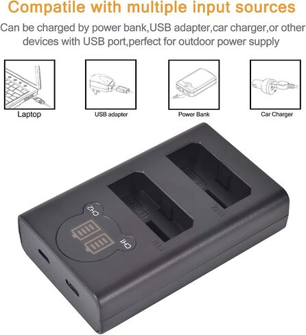 DSTE Replacement for 2X LP-E5 + Dual LCD Battery Charger Compatible Canon EOS 450D 500D 1000D Kiss F X2 X3 Rebel XS XSi T1i Camera with Type-C and Micro-USB Port in Saudi Arabia