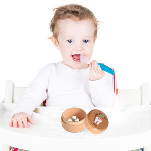 Teeth Box, Wooden Tooth Box with 3D Teeth Cute Teeth Box Keepsake Lost Tooth Storage Box for Boys Girls Saving Lost Teeth in Kuwait