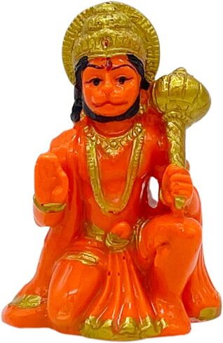 Lord Hanuman Ji Ki Murti in Blessing Posture with Gada Sitting Balaji Bajrangbali Sankat Mochan Bhagwan Idol for Temple Car Dashboard Home Decor Statue Gift in Kuwait