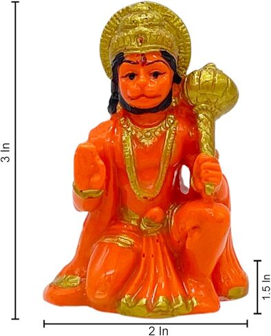 Lord Hanuman Ji Ki Murti in Blessing Posture with Gada Sitting Balaji Bajrangbali Sankat Mochan Bhagwan Idol for Temple Car Dashboard Home Decor Statue Gift in Kuwait