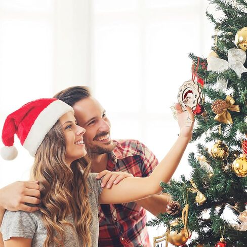 هيرزوم هدايا زينة الكريسماس من بيبي فيرست 2022 بتصميم عبارة My Very First Christmas، إطار صور خشبي لتزيين شجرة الكريسماس in Kuwait