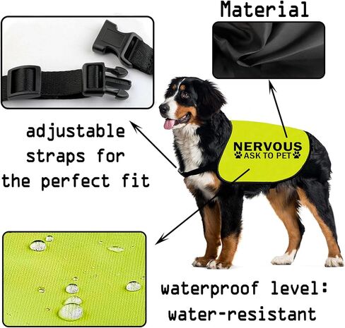 CENWA Nervous Ask to Pet/Do Not Approach Dog Jacket سترة الإنقاذ العصبي لا الحيوانات الأليفة الفضاء سترة الكلب سترة تحذير شعار المشي الكلب (نهج عصبي L) in Kuwait