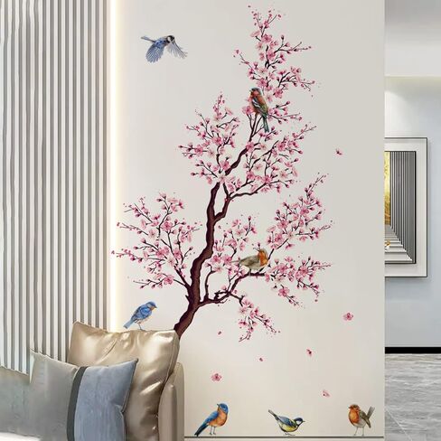 Wall Stickers for Bedroom,Birds On The Pink Tree Branches,Modern Decors for Living Room,Removable Vinyl Mural DIY Art Baby Girl Nursery Kids Room Wall Decor. in Kuwait