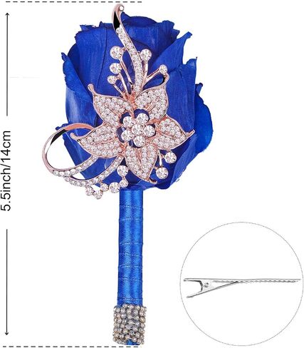 Vijiv Bling Boutonniere for Men Wedding, Pocket Boutonniere with Pins for Groomsmen Groom Suit, Artificial Rose Flowers for Prom Ceremony Anniversary Formal Dinner Party, Ivory in Saudi Arabia