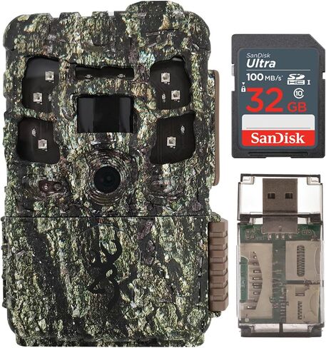كاميرا Browning Trail Cameras Command Ops Elite 22 بدقة 22 ميجابكسل مع حزمة تقنية Illuma-Smart مع بطاقة ذاكرة SDHC UHS-I بسعة 32 جيجابايت (100 ميجابايت/ثانية)، وقارئ بطاقات USB عالي السرعة (4 عبوات) in Kuwait