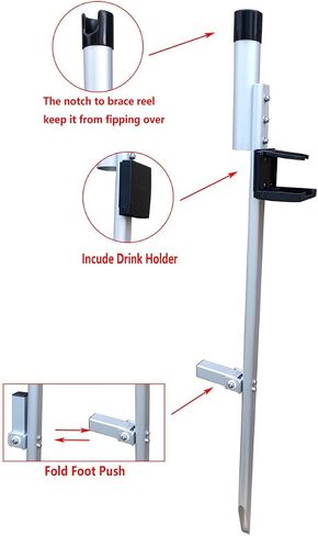 Brocraft Surf Rod Holder/Surf Spike Rod Holder with Cup Holder/Sand Spike Rod Holder/Sand Spikes for surf Fishing in Saudi Arabia
