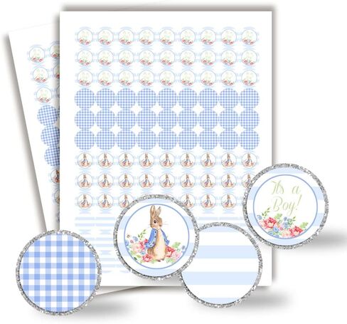Little Rabbit Boy Baby Sprinkle Baby Shower Kiss Sticker Labels, 300 Party Circle Stickers sized 0.75" for Chocolate Drop Kisses by Amanda Creation, Great for Favors, Treats, Envelope Seals & Goodie Bags in Saudi Arabia