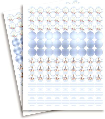 Little Rabbit Boy Baby Sprinkle Baby Shower Kiss Sticker Labels, 300 Party Circle Stickers sized 0.75" for Chocolate Drop Kisses by Amanda Creation, Great for Favors, Treats, Envelope Seals & Goodie Bags in Saudi Arabia
