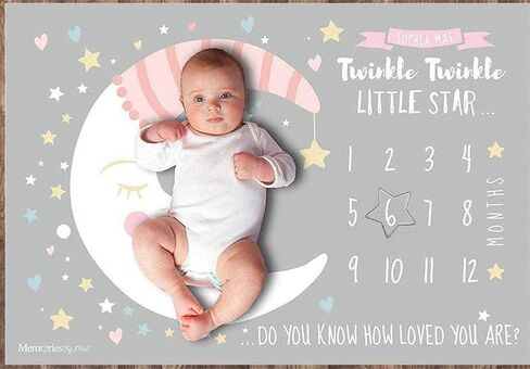 citihomy Baby monthly estone بطانية فتاة اللون نجمة القمر قبعة الوليد صور شوتس خلفية نفخ فقاعات التصوير ينمو الأطفال الصغار لينة الصوف قماط بطانية in Kuwait