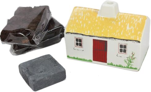 Irish Turf Ceramic Cottage Made in Ireland Irish Turf Candle Irish Croft House Ceramic Cottage Burner with 12 Peat Logs Irish Peat Briquettes Made in Co. Tipperary in Saudi Arabia