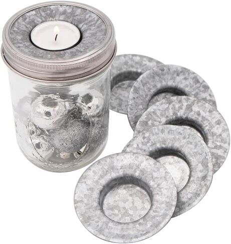 Tea Light Candle Holder Metal Lid Inserts by Mason Jar Lifestyle (6 Pack, Regular Mouth) in Saudi Arabia