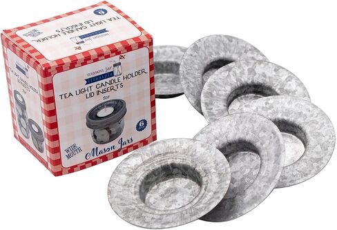Tea Light Candle Holder Metal Lid Inserts by Mason Jar Lifestyle (6 Pack, Regular Mouth) in Saudi Arabia
