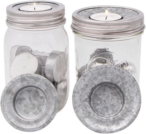 Tea Light Candle Holder Metal Lid Inserts by Mason Jar Lifestyle (6 Pack, Regular Mouth) in Saudi Arabia