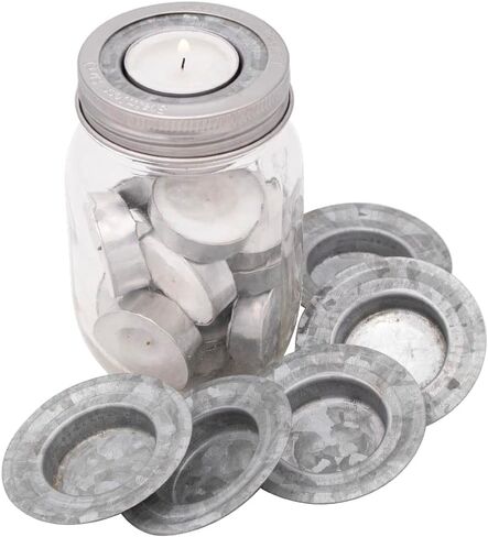 Tea Light Candle Holder Metal Lid Inserts by Mason Jar Lifestyle (6 Pack, Regular Mouth) in Saudi Arabia