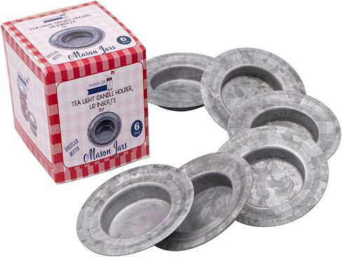 Tea Light Candle Holder Metal Lid Inserts by Mason Jar Lifestyle (6 Pack, Regular Mouth) in Saudi Arabia