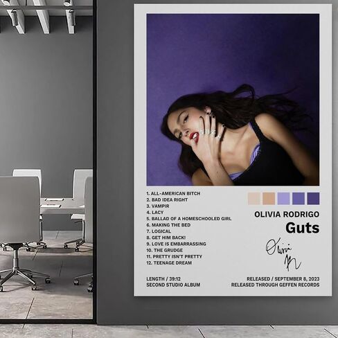 Olivia Poster Rodrigo (Guts) Album Cover Posters Decorative Painting Canvas Wall Posters And Art Picture Print Modern Family Bedroom Decor Posters 12x18inch(30x45cm) in Saudi Arabia
