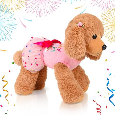 Fuyamp Dog Dresses Dog Birthday Dress, It's My Birthday Cotton Pink Dog Dress with Bandana, Small Dog Birthday Outfit Girl, for Pets Puppy Kitten Polka Dot Lace Tutu in Kuwait