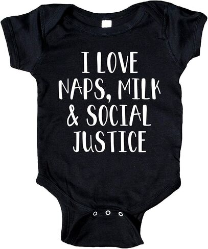 GKrepps I Love Naps Milk and Social Justice Baby Onesie Feminist Bodysuit Infant Toddler Baby Clothes Creeper White, 6-12 Months in Saudi Arabia